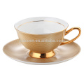 fashion decal porcelain cup and saucer with gold hand